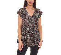BOYSEN`S Damen Blusen-Top Kurzarm-Shirt mit Allover-Print 87451654 Schwarz/Braun 36