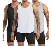 Boyzn 3er Pack Herren Tank Top Baumwolle Ärmelloses Shirt Fitness Achselshirt Muskelshirt Schnelltrocknendes Gym Sleeveless Funktionsshirt Sport unterhemd Laufshirt für Männer Black/White/Gray-3P01-XL