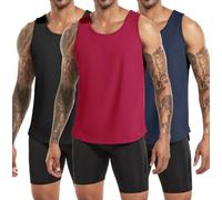 Boyzn 3er Pack Tank Top Herren, Sommer Ärmelloses T-Shirts Atmungsaktive Muskelshirts Achselshirts, Fitnessstudio Workout Tank Top Sport Unterhemd Bodybuilding T Shirt für Laufen Black/Navy/Red-3P02-M