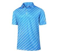 Boyzn Herren-Poloshirt Feuchtigkeitsübertragung Casual Fit Performance Sport bedrucktes Poloshirt Blue Stripes-08-S