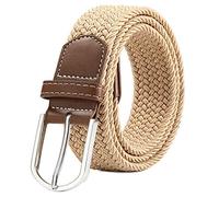 BOZEVON elastischer gewebter Gürtel - Mehrfarbiger elastischer geflochtener Stretchgewebe-Gürtel für Herren Damen Khaki