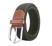 BOZEVON elastischer gewebter Gürtel - Mehrfarbiger elastischer geflochtener Stretchgewebe-Gürtel für Herren Damen Grün