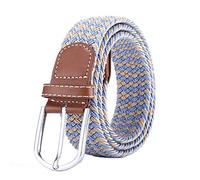 BOZEVON elastischer gewebter Gürtel - Mehrfarbiger elastischer geflochtener Stretchgewebe-Gürtel für Herren Damen Blaues Khaki