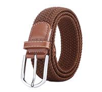 BOZEVON elastischer gewebter Gürtel - Mehrfarbiger elastischer geflochtener Stretchgewebe-Gürtel für Herren Damen Braun
