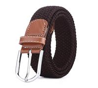 BOZEVON elastischer gewebter Gürtel - Mehrfarbiger elastischer geflochtener Stretchgewebe-Gürtel für Herren Damen Kaffee