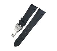 BPBZUTUMDZ 20 mm, 21 mm, 22 mm, Silikon-Gummi-Armband, passend for Tudor Black Bay, passend for GMT Pelagos, gebogenes Ende, Faltschließe(Black fold,22MM_HIGH QUALITY)