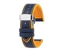 BPBZUTUMDZ Fit for Citizen Blue Angel Uhrenarmband Zweite Drei Generation AT8020 JY8078 Carbon Fiber Nylon Fluor Gummi Armband 22mm 23mm(Yellow line silver,22mm)