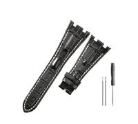BPBZUTUMDZ Lederuhrenarmbänder passend for Audemars und passend for Piguet Royal Oak 15710 26471 26474 28 mm mit Faltschließe(Blackwhite-no buckle)
