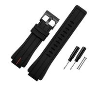 BPBZUTUMDZ Silikonkautschuk-Uhrenarmband, 24 x 16 mm, konvexes Gelenk, Schwarz, Rot, Orange, Weiß, Blaue Linien, Herrenarmband, passend for Timex T2N720, T2N721, T2N739(Black red-B pin)