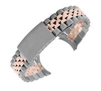 BQAXUREW EDVENA 13 17 18 19 20 21 22 mm Uhrenarmband aus 316L-Edelstahl, Roségold-Silber, Oyster-Armband, kompatibel mit Dayjust(Rosesmith,19mm)