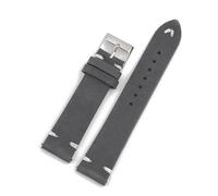 BQAXUREW EDVENA Echtes Leder-Uhrenarmband, 18-22 Mm, Edelstahl-Schnalle, Nubuk-Uhrenarmbänder, Armband-Zubehör For Herren-Armbanduhren(Gray,21mm)