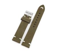 BQAXUREW EDVENA Echtes Leder-Uhrenarmband, 18-22 Mm, Edelstahl-Schnalle, Nubuk-Uhrenarmbänder, Armband-Zubehör For Herren-Armbanduhren(Green,21mm)