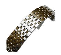 BQAXUREW EDVENA Edelstahl-Armband 18mm 19mm 20mm 21mm 22mm 23mm 24mm Metall-Uhrenarmband-Bügel-Armband Poliertes Silber-Gold(Silver,23mm)