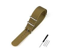BQAXUREW EDVENA Geripptes Uhrenarmband 16 mm 20 mm 22 mm 18 mm 19 mm 24 mm Robuste Nylonbänder Retro-Uhrenarmband Geflochtene ballistische Stoffbänder(KHAKI,18mm)