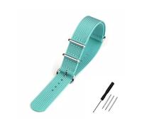 BQAXUREW EDVENA Geripptes Uhrenarmband 16 mm 20 mm 22 mm 18 mm 19 mm 24 mm Robuste Nylonbänder Retro-Uhrenarmband Geflochtene ballistische Stoffbänder(TEAL BLUE,22mm)