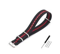 BQAXUREW EDVENA Geripptes Uhrenarmband 16 mm 20 mm 22 mm 18 mm 19 mm 24 mm Robuste Nylonbänder Retro-Uhrenarmband Geflochtene ballistische Stoffbänder(BLACK RED,20mm)