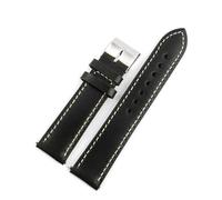 BQAXUREW EDVENA Ölwachs-Uhrenarmbänder Aus Echtem Leder, 16 Mm, 18 Mm, 19 Mm, 20 Mm, 21 Mm, 22 Mm, 24 Mm, Rindsleder-Uhrenarmbänder(Green-white line,19mm)