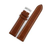 BQAXUREW EDVENA Ölwachs-Uhrenarmbänder Aus Echtem Leder, 16 Mm, 18 Mm, 19 Mm, 20 Mm, 21 Mm, 22 Mm, 24 Mm, Rindsleder-Uhrenarmbänder(Brown,24mm)