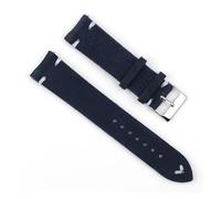 BQAXUREW EDVENA Retro-Wildleder-Uhrenarmband, 18 Mm, 20 Mm, 22 Mm, 24 Mm, Braunes Uhrenarmband, Edelstahl, Silberne Schnalle For Herren Und Damen, Uhrenersatz(Darkblue-white wire,22mm)