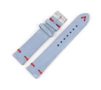 BQAXUREW EDVENA Retro-Wildleder-Uhrenarmband, 18 Mm, 20 Mm, 22 Mm, 24 Mm, Braunes Uhrenarmband, Edelstahl, Silberne Schnalle For Herren Und Damen, Uhrenersatz(Blue-red wire,18mm)