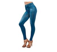 BQLFPOIHP Perfect Stretch Skinny Fit Pull-On Push-Up Plus-Size-Jeans-Leggings, Po-Lifting-Jeans for Damen (Color : Blue, Size : L)