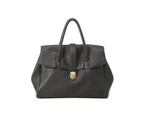 BQWXIEC Damen-Handtasche aus echtem Leder, Umhängetasche für Damen, Tragegriff Oben, Reisetasche, große Kapazität, Retro-Taschen (Black Large,one Size)