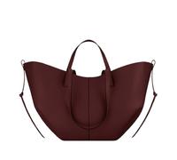 BQWXIEC Große Kapazität Tote Bag für Frauen Echtes Leder Vintage Handtasche Trendy Designer Schultertasche mit passender Clutch, Burgunderrot, Größe L, 20.87X4.13X12.6in