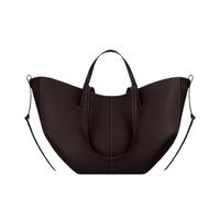 BQWXIEC Große Kapazität Tragetasche für Frauen Echtes Leder Vintage Handtasche Trendige Designer-Schultertasche mit passender Clutch (Ebenholz groß)