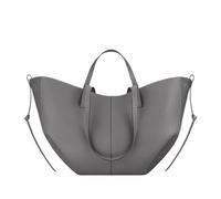 BQWXIEC Große Kapazität Tragetasche für Frauen Echtes Leder Vintage Handtasche Trendige Designer-Schultertasche mit passender Clutch (Peacock Grey groß)