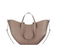 BQWXIEC Große Tragetasche für Damen, echtes Leder, Vintage-Handtasche, trendige Designer-Umhängetasche mit passender Clutch (Gray large)