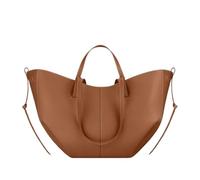 BQWXIEC Große Tragetasche für Damen, echtes Leder, Vintage-Handtasche, trendige Designer-Umhängetasche mit passender Clutch (Camel large)
