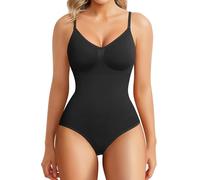 BRABIC Bodysuit-Shapewear für Damen, Bauchkontrolle-Höschen, nahtlos, ärmellos, Oberteil, V-Ausschnitt, Camisole, Jumpsuit, schwarz