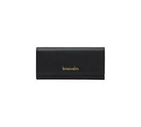 Braccialini Basic Continental-Portemonnaie aus bordeauxfarbenem Leder mit geprägtem goldenem Logo.