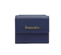 Braccialini Basic Kleines Continental-Portemonnaie aus Leder in Gold mit goldfarbiger Logoprägung.