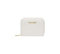 Braccialini Basic Mini-Zip-Around-Portemonnaie aus Leder in Gold, mit goldfarbigem Frontlogo. Innen eine Reißverschlusstasche für Münzen.