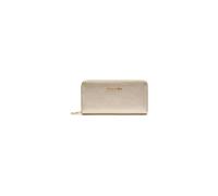 Braccialini Basic Zip-Around-Portemonnaie aus Leder in Gold, mit goldfarbigem Frontlogo. Innen eine Reißverschlusstasche für Münzen.