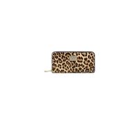 Braccialini Basic Zip-Around-Portemonnaie aus Leder mit Leopardenprint und goldfarbenem Frontlogo. EIN Innenfach mit Reißverschluss für Münzen.