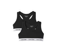 Bralette "2PK BRALETTE", Damen, Gr. 164/170, N-Gr, schwarz, Jersey, Obermaterial: 95% Baumwolle, 5% Elasthan, CALVIN KLEIN UNDERWEAR, unifarben, Basic, körpernah, BHs Bralette, mit Logobund (88601514-