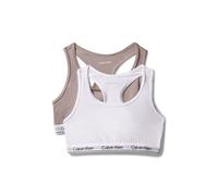 Bralette "2PK BRALETTE", Damen, Gr. 164/170, N-Gr, weiß, taupe, Jersey, Obermaterial: 95% Baumwolle, 5% Elasthan, CALVIN KLEIN UNDERWEAR, Basic, körpernah, BHs Bralette, mit Logobund (73267712-164) we