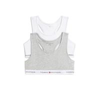 Bralette "2PK", Kinder, Gr. 152/158, N-Gr, l gry heather, weiß, Obermaterial: 95% Baumwolle, 5% Elasthan, TOMMY HILFIGER UNDERWEAR, Basic, BHs Bralette, Racerback-Bralettes mit Tommy-Logos (96698704-1