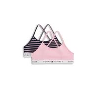 Bralette "2PK STRAPPY BRALETTE PRINT", Damen, Gr. 164/170, N-Gr, bonita pink, breton stripe, Jersey, Obermaterial: 95% Baumwolle, 5% Elasthan, TOMMY HILFIGER UNDERWEAR, körpernah, BHs Bralette, mit Lo