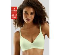 Bralette-BH PETITE FLEUR, Damen, Gr. 70, Cup A, grün (2xweiß, 1xmint), Jersey, Obermaterial: 75% Baumwolle, 15% Elasthan, 10% Polyester, BHs Bralette Bügelloser-BH, ohne Bügel im Triangel-Schnitt (747