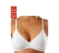Bralette-BH PETITE FLEUR, Damen, Gr. 70, Cup B, weiß (2xweiß), Jersey, Obermaterial: 95% Baumwolle, 5% Elasthan, Basic, BHs BH-Set Bralette Bügelloser-BH, ohne Bügel aus angenehm weicher Baumwollquali