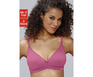 Bralette-BH, Damen, Gr. 75, Cup A, pink (pink, weiß, weiß), Jersey, Obermaterial: 75% Baumwolle, 15% Elasthan, 10% Polyester, PETITE FLEUR BY LASCANA, Basic, BHs, ohne Bügel im Triangel-Form aus schön