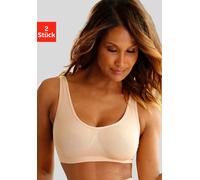 Bralette-BH PETITE FLEUR, Damen, Gr. L (44/46), N-Gr, braun (caramel, schwarz), Microtouch, Obermaterial: 88% Polyamid, 12% Elasthan, Basic, bequem, BHs BH-Set Bralette, SEAMLESS ohne Bügel - auch ide