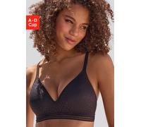 Bralette-BH LASCANA "BH ohne Bügel, Push-up-BH, Freya", Damen, Gr. 85, Cup D, schwarz, Spitze, Obermaterial: 36% Polyamid, 29% Polyester, 27% Baumwolle, 8% Elasthan, BHs, in Leo-Optik, bequemer BH, gr
