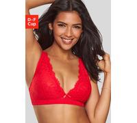 Bralette-BH LASCANA "Cara", Damen, Gr. 75, Cup D, rot, Spitze, Obermaterial: 88% Polyamid, 12% Elasthan, BHs, ohne Bügel im edlen High-Apex Design, sexy Dessous (90100024-75) rot