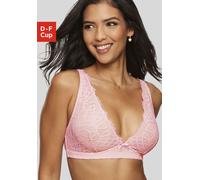 Bralette-BH LASCANA "Cara", Damen, Gr. 85, Cup E, rosa (rosa, puder), Spitze, Obermaterial: 88% Polyamid, 12% Elasthan, BHs, ohne Bügel im edlen High-Apex Design - auch ideal für große Größen (6425081