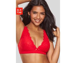 Bralette-BH LASCANA "Cara", Damen, Gr. 85, Cup E, rot, Spitze, Obermaterial: 88% Polyamid, 12% Elasthan, BHs, ohne Bügel im edlen High-Apex Design - auch ideal für große Größen (38432502-85) rot