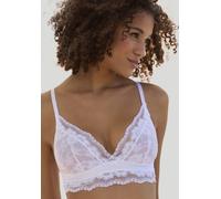 Bralette-BH LASCANA, Damen, Gr. 34, N-Gr, weiß, Spitze, Obermaterial: 86% Polyamid, 10% Elasthan, 4% Polyester, BHs, ohne Bügel aus elastischer Jacquardspitze, sexy Dessous (25369901-34) weiß